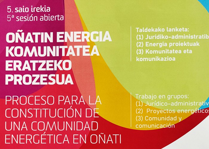 Oñatin energia komunitatea eratzeko prozesua, 5. saio irekia