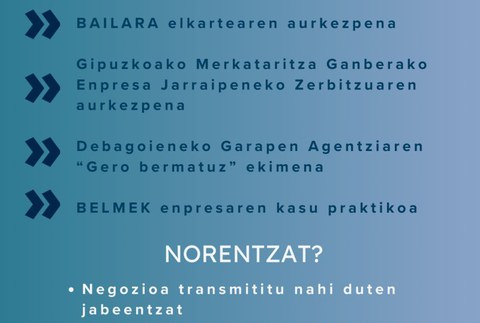 "Enpresen Transmisioa eta Jarraipena" jardunaldia egingo da bihar, udaletxean