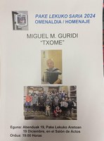 Migel Mari Guridi “Txome”k jasoko du Pake Lekuko Saria